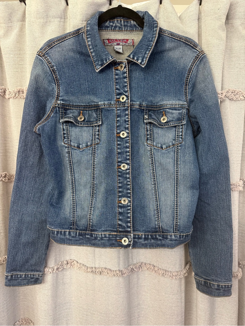 Silver Jeans Co. Woman's Cropped Denim Jacket Cowboycore Western - Size Large